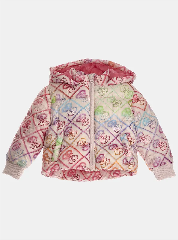 Pink Multi Hooded Padded Jacket (2-7)