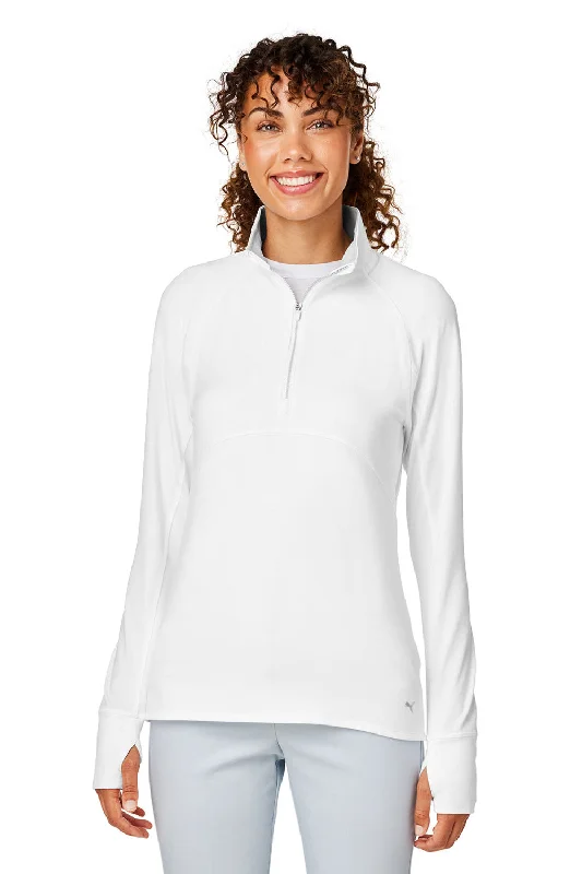 Puma Womens Gamer Moisture Wicking 1/4 Zip Sweatshirt - Bright White