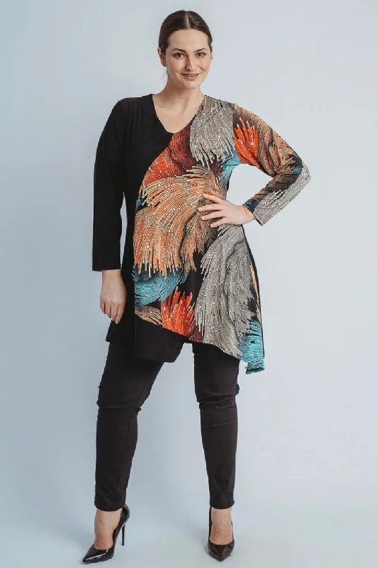 Asymmetrical Black/Multi Firework Tunic