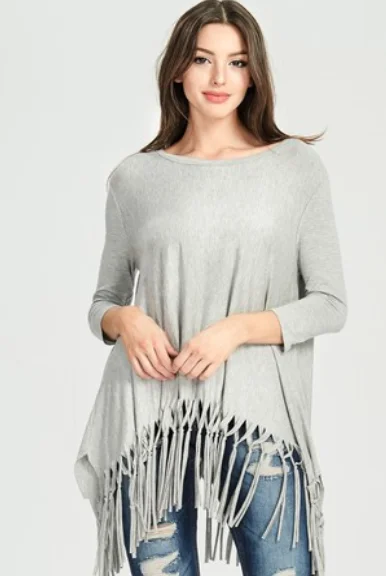 Fringe Knit Trapeze Tunic