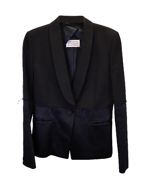 BlazerjacketBlack Viscose Tuxedo Blazer with Raw Edges