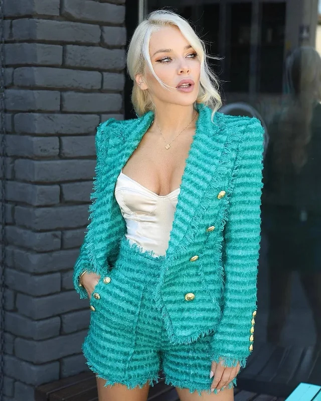 Nevaeh Teal Tweed Blazer